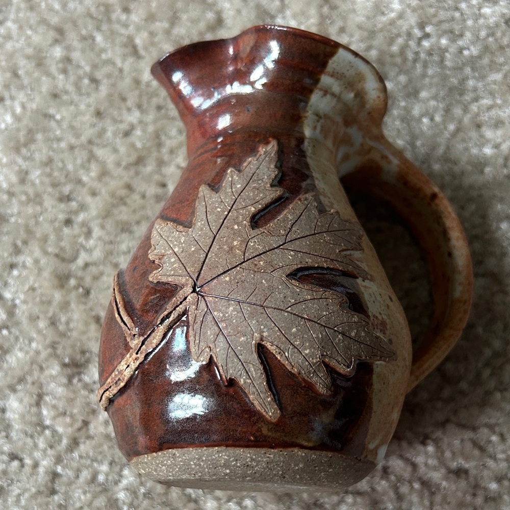 Handcrafted Brown Ceramic Leaf small Pitcher